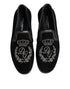 Dolce & Gabbana Black Embroidered Crown Loafers Shoes